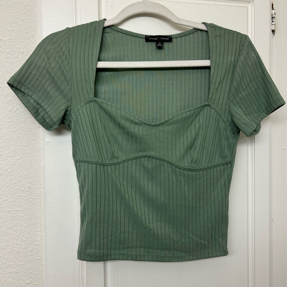 Green Corset Tee Shirt Medium MoaMoa Crop Top